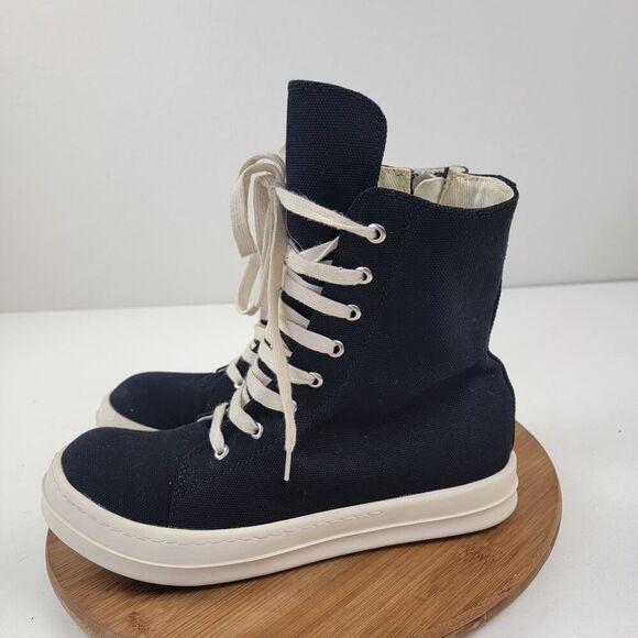 Rick Owens DRKSHDW High Top Sneakers Men's Shoe Sz EU 41 US 8 Italy Side Zip Up - Picture 1 of 16